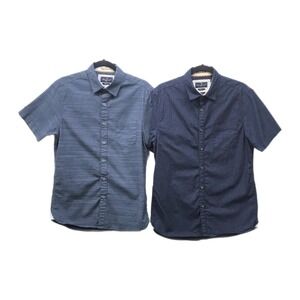 Lot of 2 Across The Pond Men's Short Sleeve Button Up Shirt Size Medium